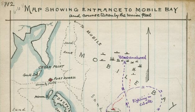 Map of the Battle of Mobile Bay