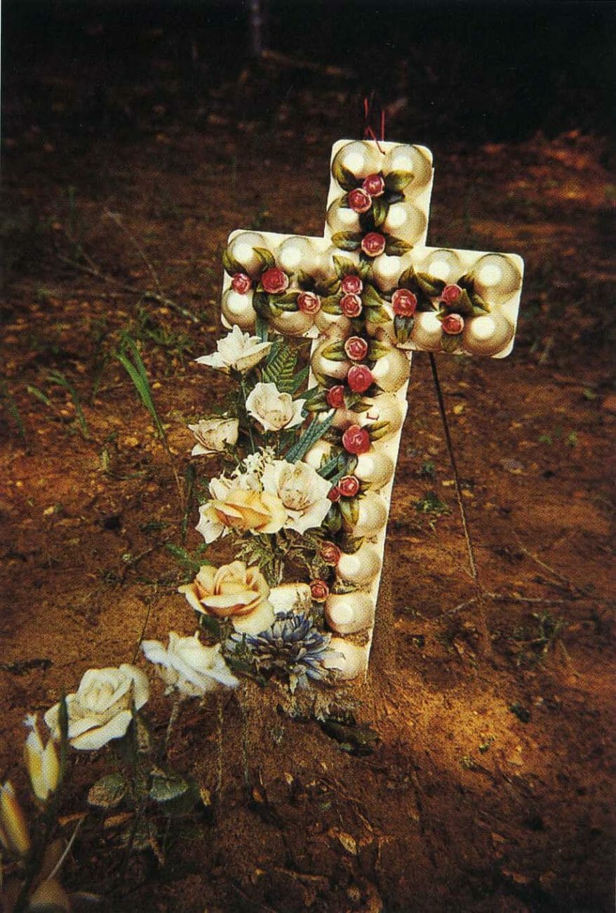 <em>Grave with Egg Carton Cross, Hale County, Alabama</em>